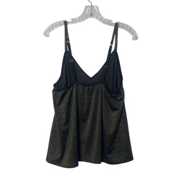 Cacique Cami Top Sleep Shirt Womens Size 14/16 Metallic Black Gold New WOT - Picture 2 of 5